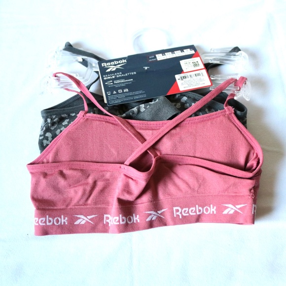 New REEBOK Girls Seamless Bralettes Bra Pack of 2 Size Medium (8-10) Pink Grey - Picture 3 of 6